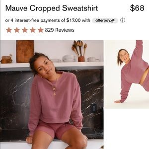 Girlfriend collective mauve cropped sweatshirt